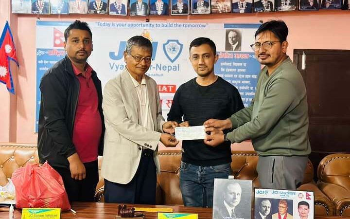 जेसीआई ब्यासनगरको तला थप्न श्रेष्ठले गरे ५० हजार सहयोग:
