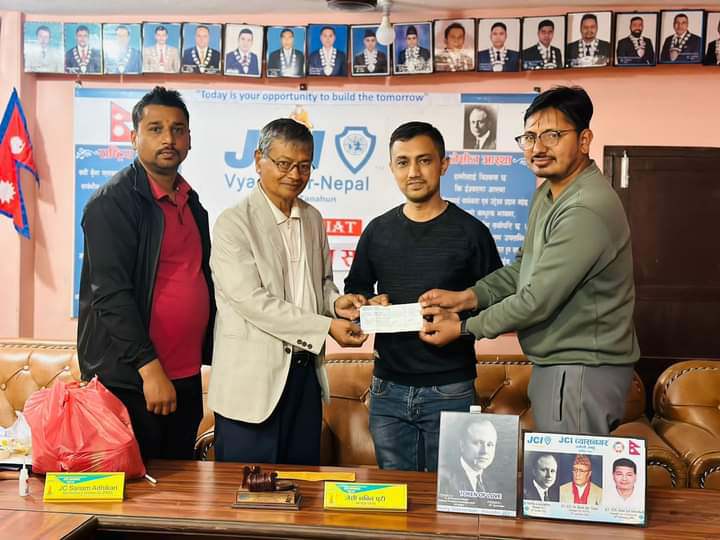जेसीआई ब्यासनगरको तला थप्न श्रेष्ठले गरे ५० हजार सहयोग: