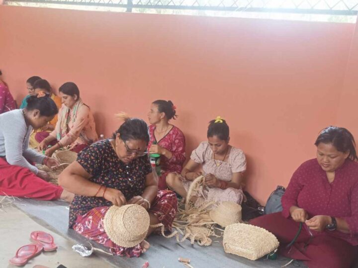 म्याग्देका महिलालाई मकैकाे भुत्लाबाट टाेपि र ब्याग बनाउने तालिम: