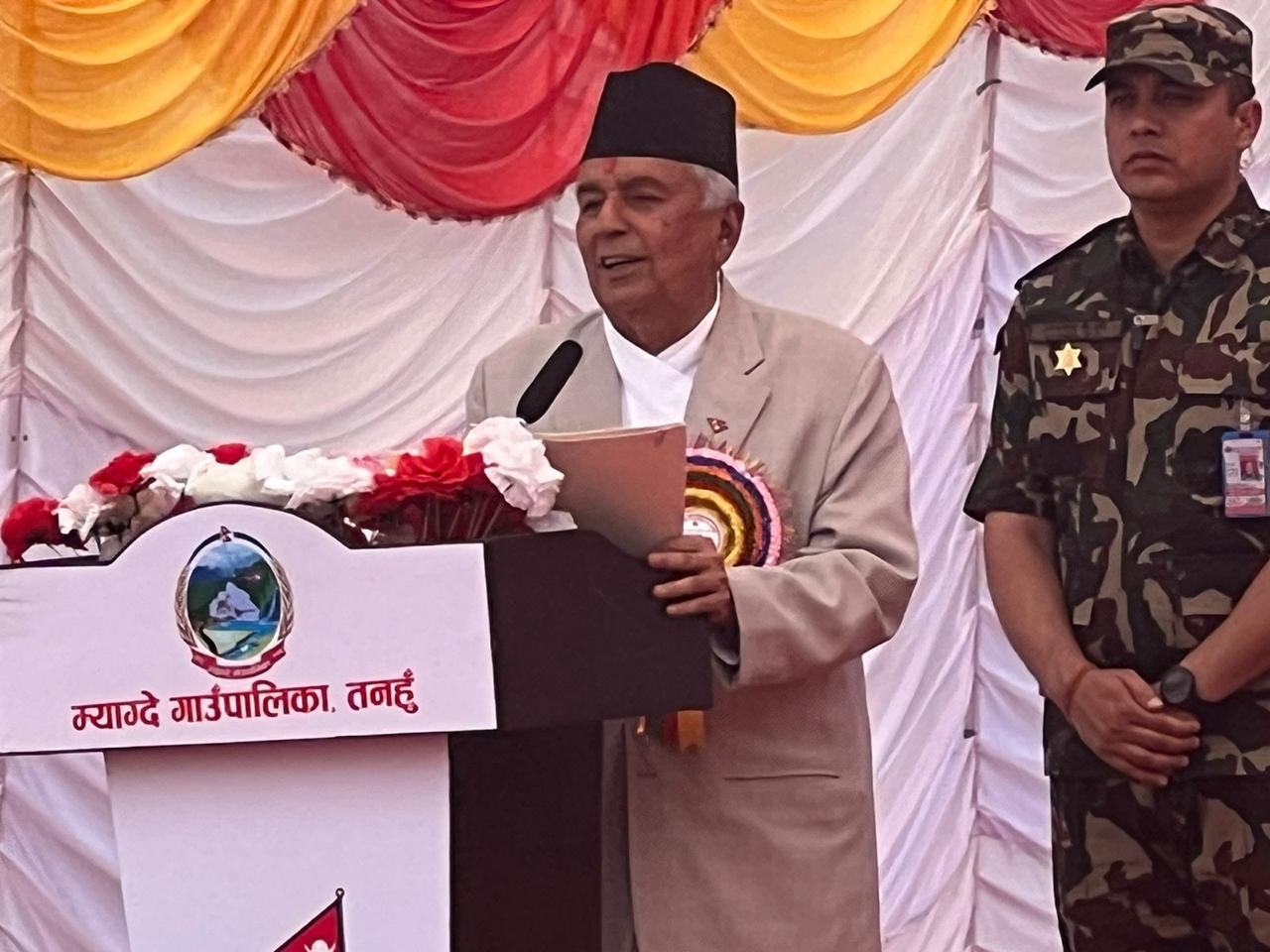 राष्ट्रपति पाैडेल द्वारा म्याग्दे गाउँपालिका प्रशासनिक भवनको उद्घाटन: