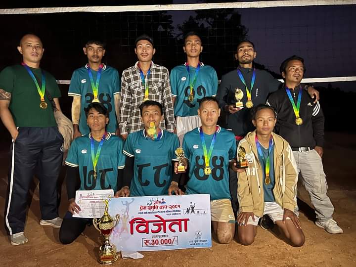 ढाेके युवा क्लबलाई हराउँदै ज्याेति युवा क्लवले जित्यो छाङकाे भलिबल उपाधी