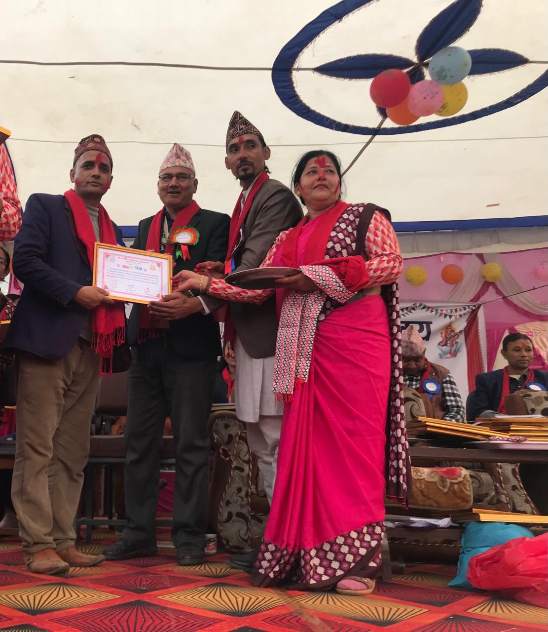 सम्पादक नहर्की सम्मानित