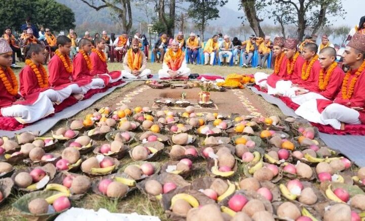 बैशाख ३ गते श्री गण्डकी कोटिहोम महायज्ञको भूमी पुजन गरिदै