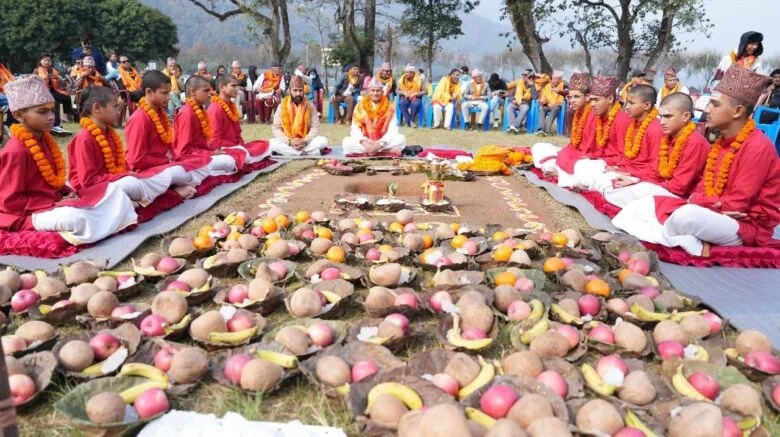 बैशाख ३ गते श्री गण्डकी कोटिहोम महायज्ञको भूमी पुजन गरिदै