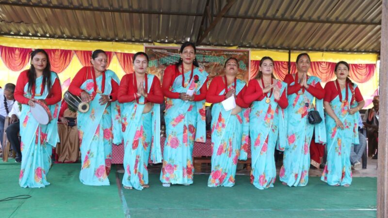 तीज गीत प्रतियोगितामा दमाैलीमा द्धितीय भएको पुर्काेट युनेस्को क्लव भानुमा प्रथम