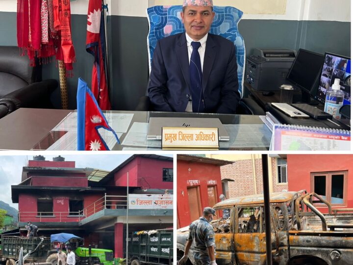 कार्यालय , निवास र गाडी जलेर ध्वस्त भएपछि तनहुँका प्रजिअ लाई सकस !