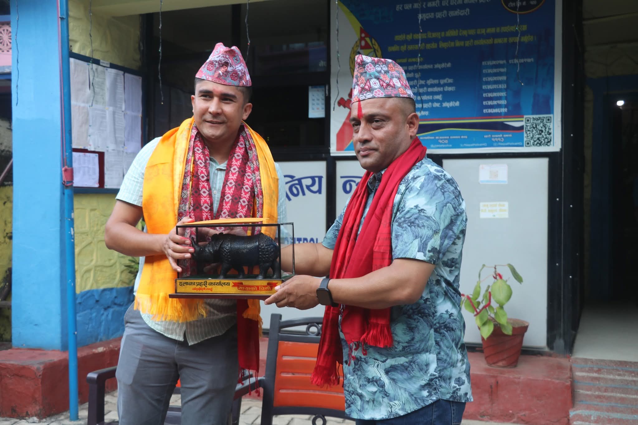 आँबुखैरेनीमा नयाँ इन्स्पेक्टर सुबेदीको स्वागत तथा सरूवा भएका सुबेदीको बिदाई