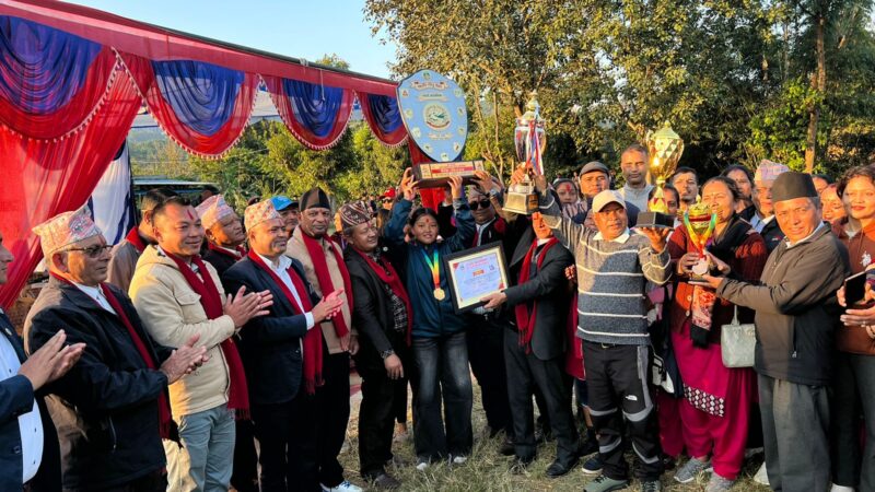 म्याग्देमा भएको राष्ट्रपति रनिङ शिल्डमा राधा प्रथम , जनगणपती द्धितीय , मीन तृतीय