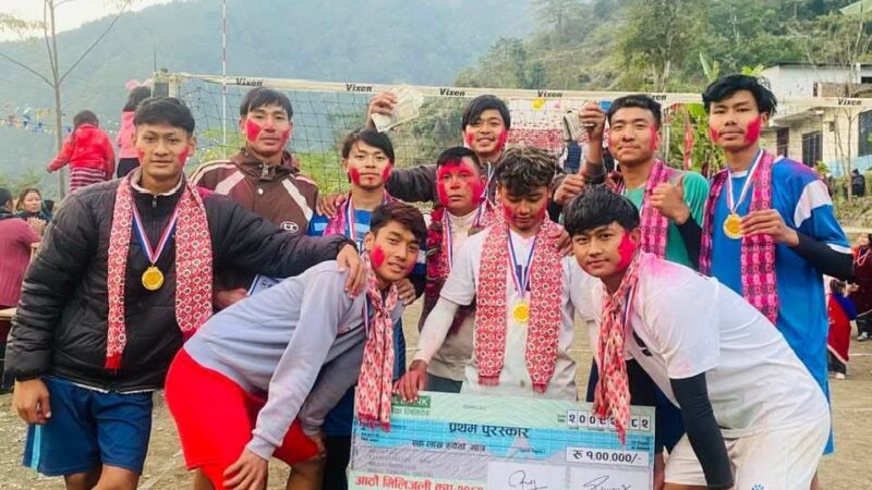 बन्दीपुर खहरेकाे मिलिजुली कप भलिबल प्रतियोगितामा बुलिन्टर युवा क्लब प्रथम