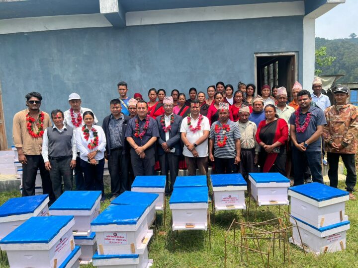 भिमाद ७ मसरडाँडाका विपन्न तथा दलित समुदायलाई कृषि कार्यालय द्वारा मौरी घार र चल्ला वितरण