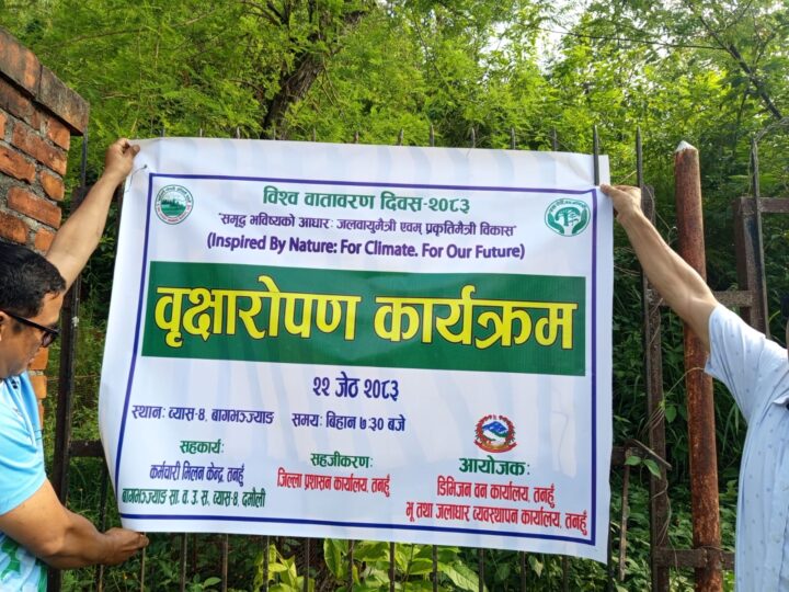 विश्व वातावरण दिवसमा तनहुँमा वृक्षारोपण कार्यक्रम सम्पन्न