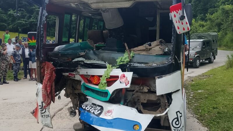 कलेस्ती पुलमा बस दुर्घटना, चालकसहित १७ जना घाइते